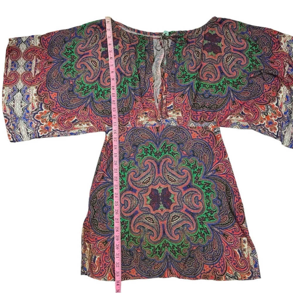 Farm Rio V-Neck Caftan Dress in Multicolor Paisley Print Size Medium - Picture 10 of 16